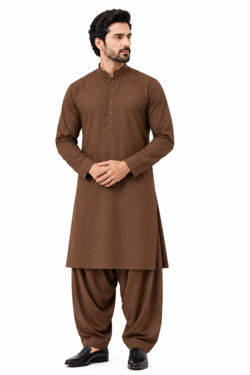 Brown-Shalwar-kameez-Al-Javeir