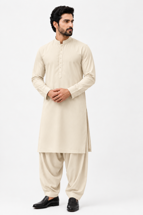Cream Shalwar Kameez