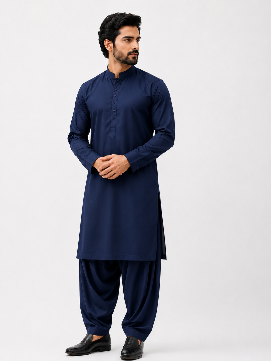 Elegant Man in Navy Shalwar Kameez Elegant Man in Navy Shalwar Kameez